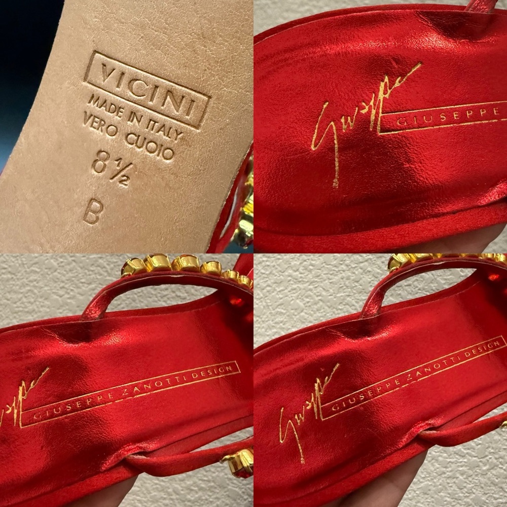 Giuseppe Zanotti Red Heels with Gold Accents - Picture 14 of 16